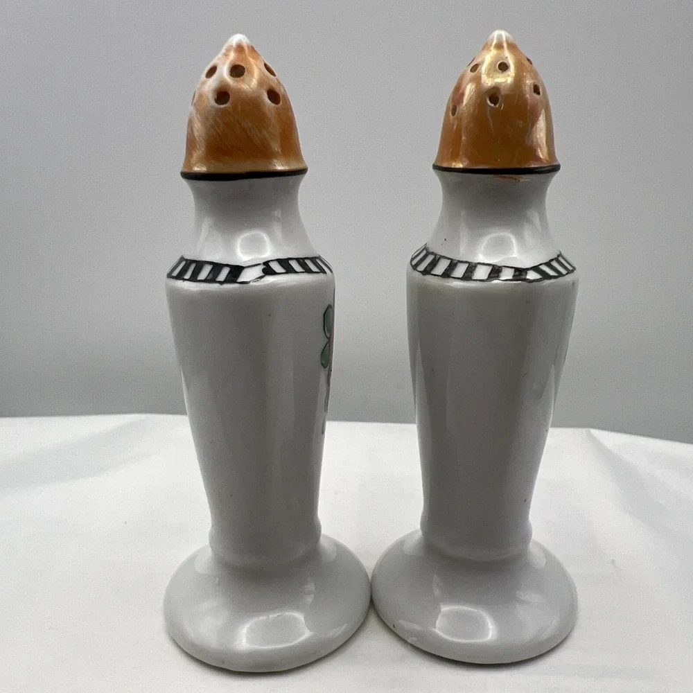 Lusterware Salt & Pepper Shakers Made in Japan Floral w/Decorative Band Vintage